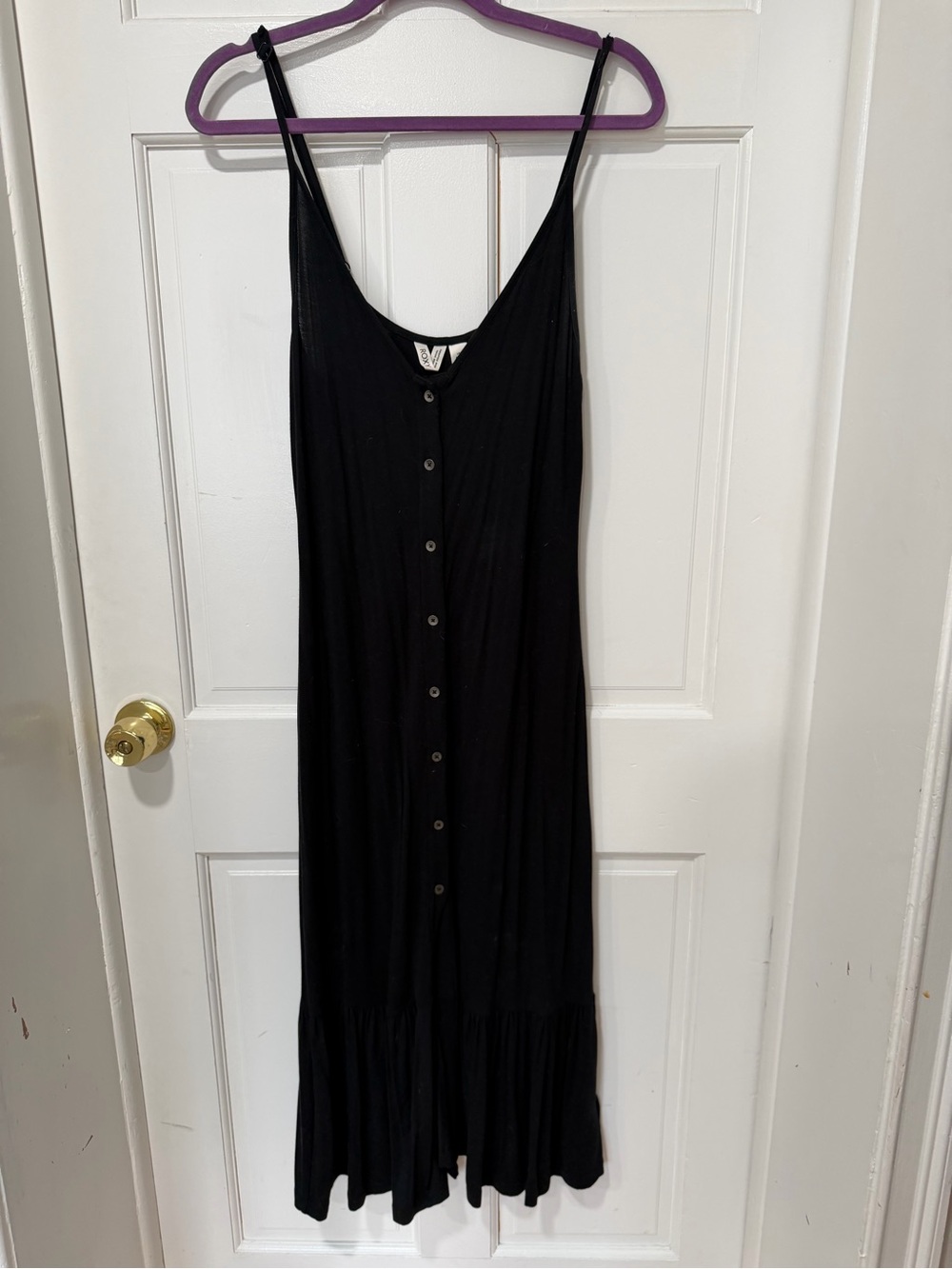 Black Button-Front Slip Dress by Roxy